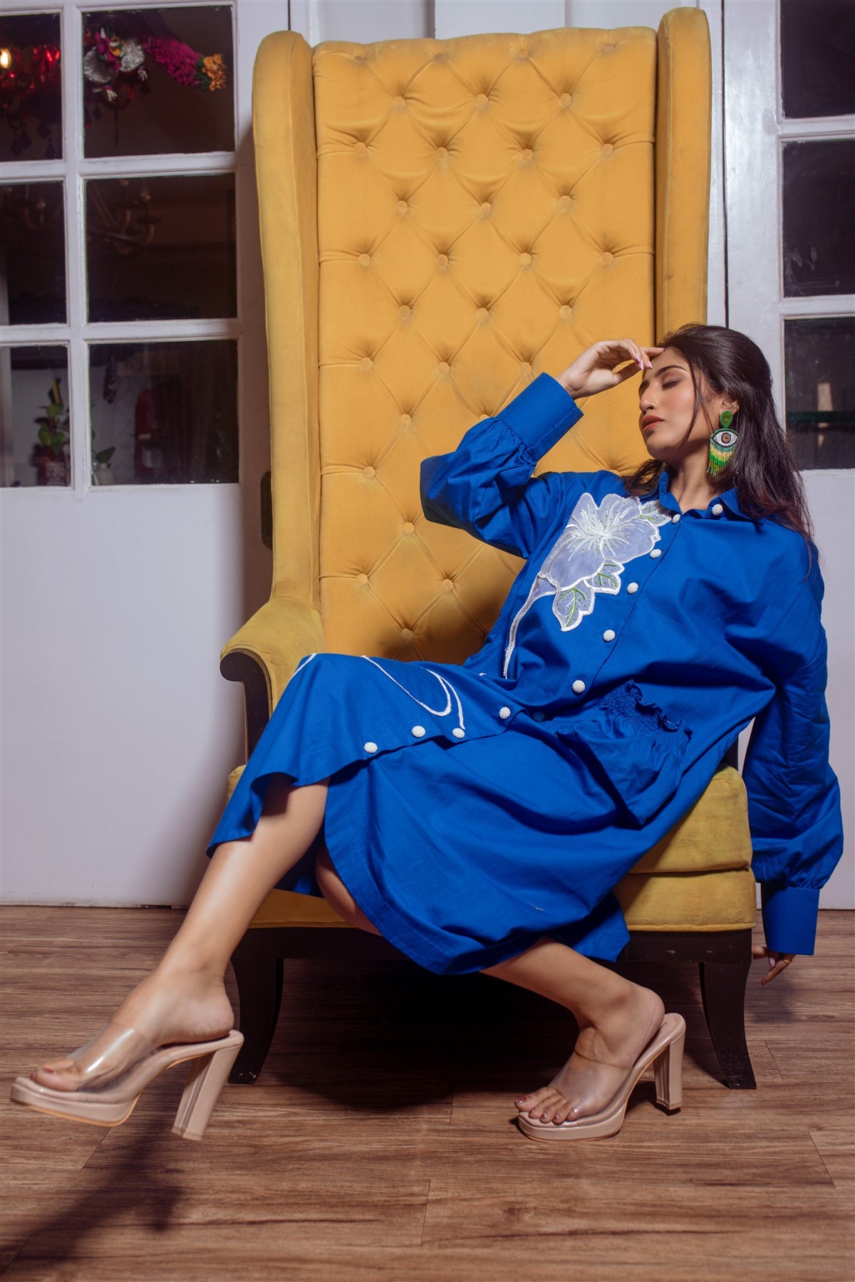 Imperial Blue Cotton Shirt Dress