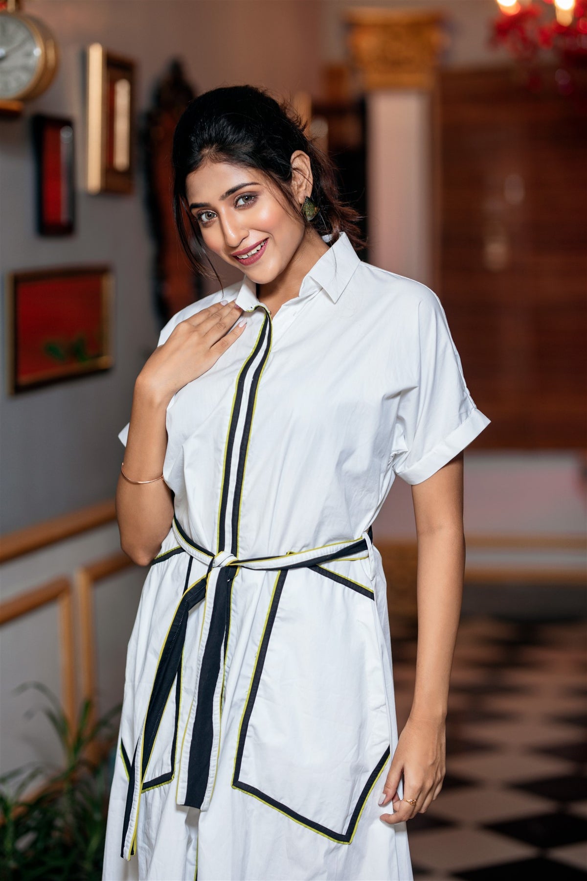 White cotton shirt dress