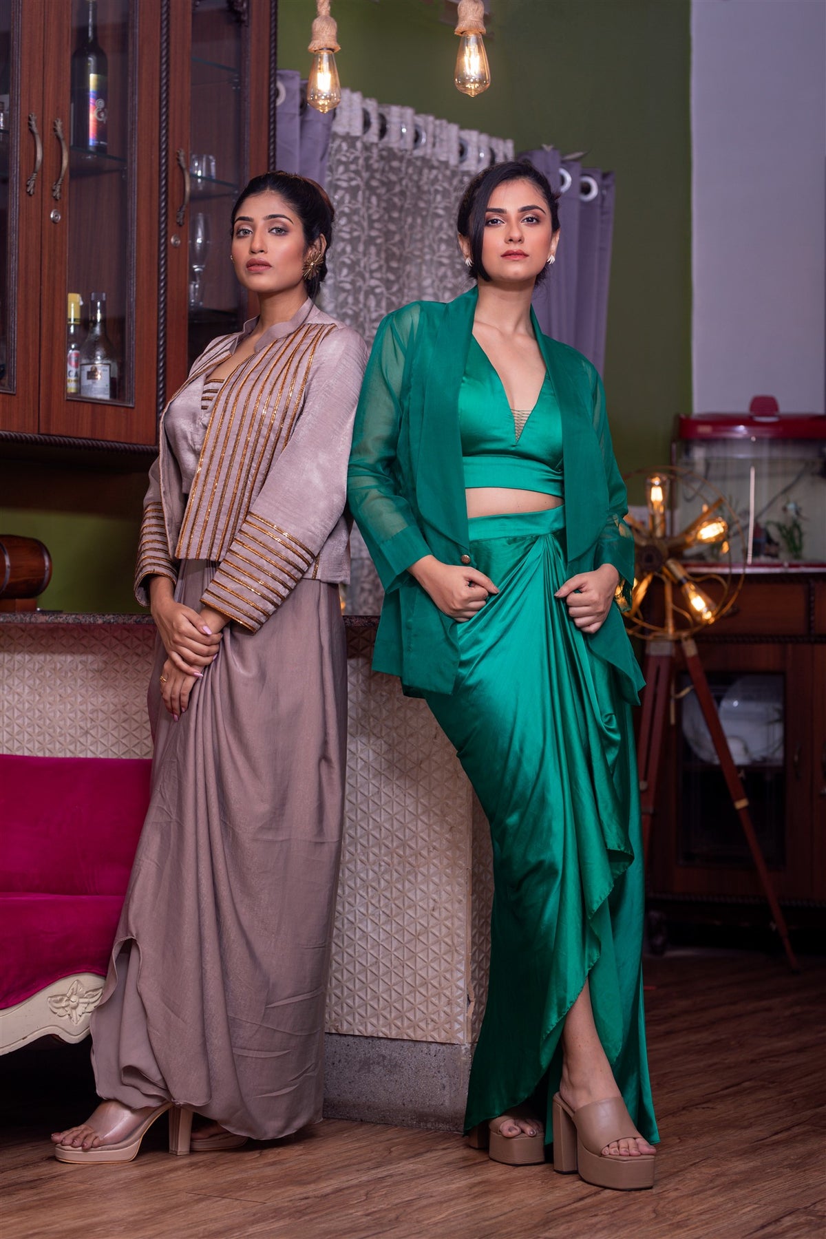 Emerald Cocktail Dhoti Set