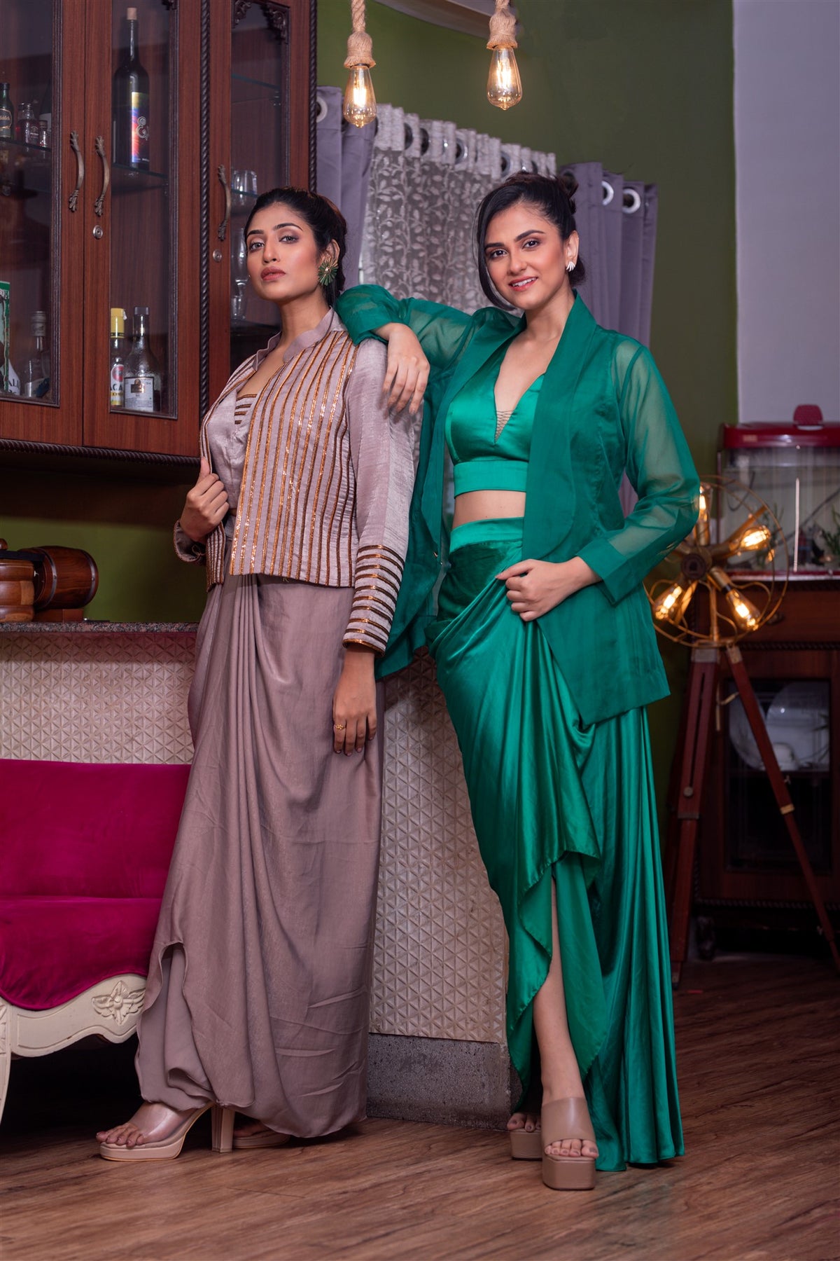 Emerald Cocktail Dhoti Set