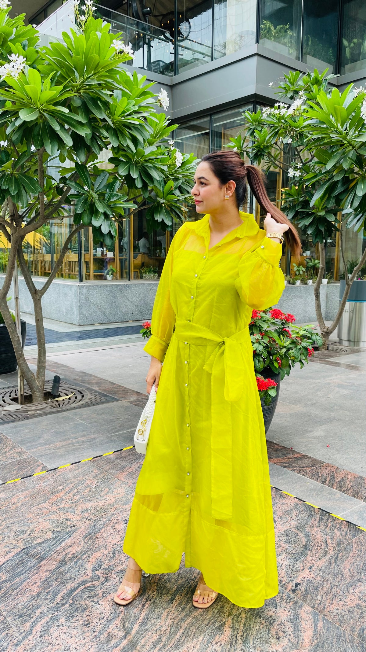 Neon Organza Shirt Dress